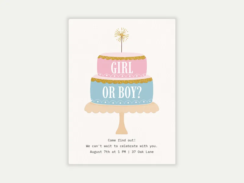 Gender Reveal Cake Invitation free template design