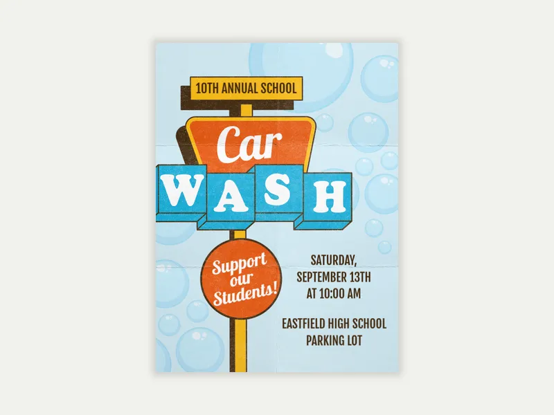 Car Wash Time Invitation free template design
