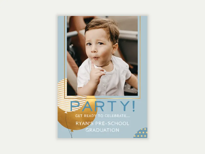 Golden Balloons (Photo) Invitation free template design
