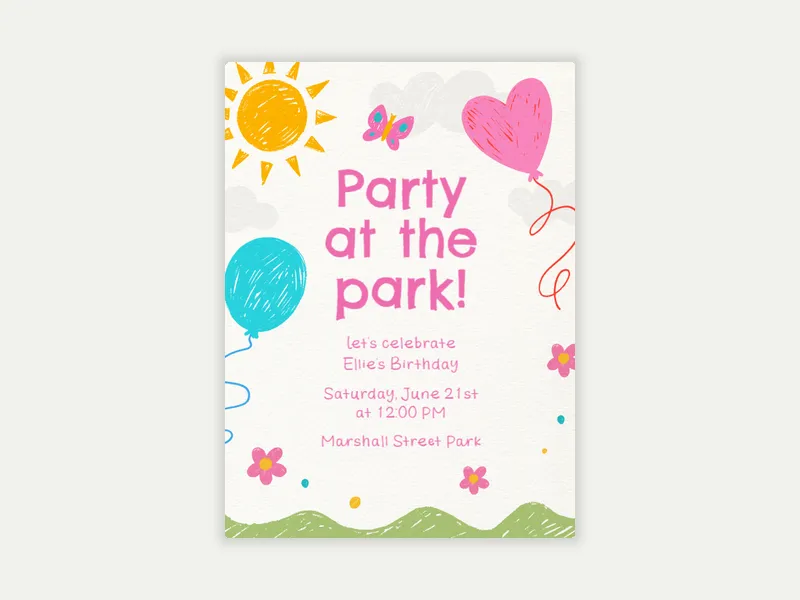 Crayon Balloons - kids_and_teens - Invitation