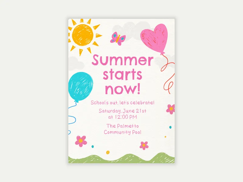 Crayon Balloons - school - Invitation