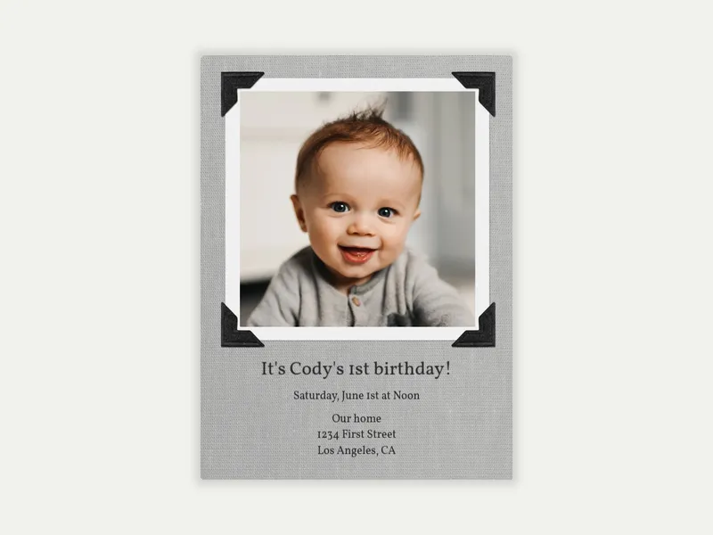Basic Linen Frame (Photo) - babyandkids_dyo_uyo - Invitation