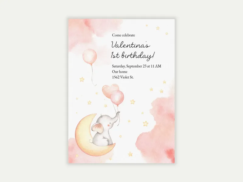Baby Elephants Invitation free template design