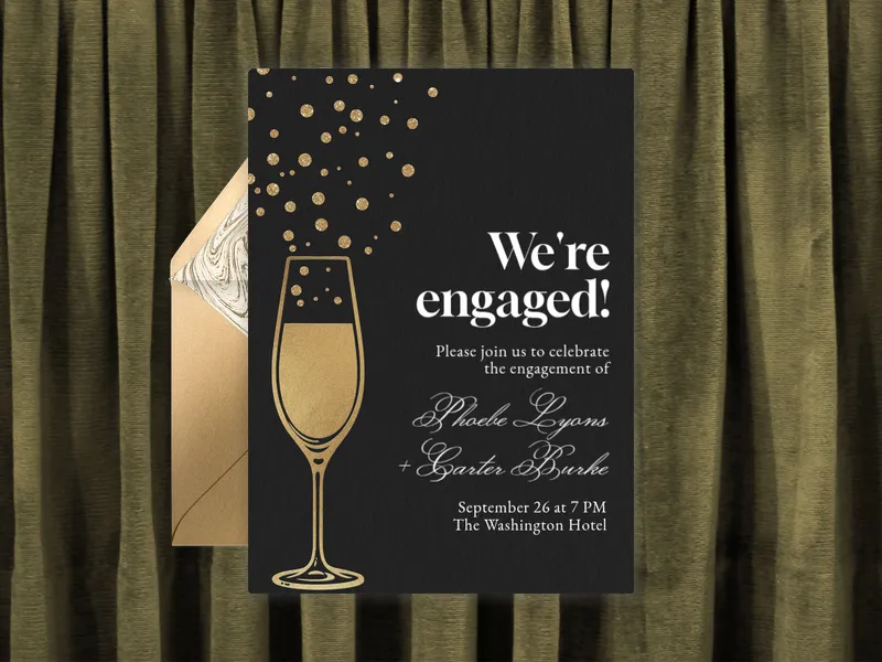 Bubbly Champagne - engagement - Invitation