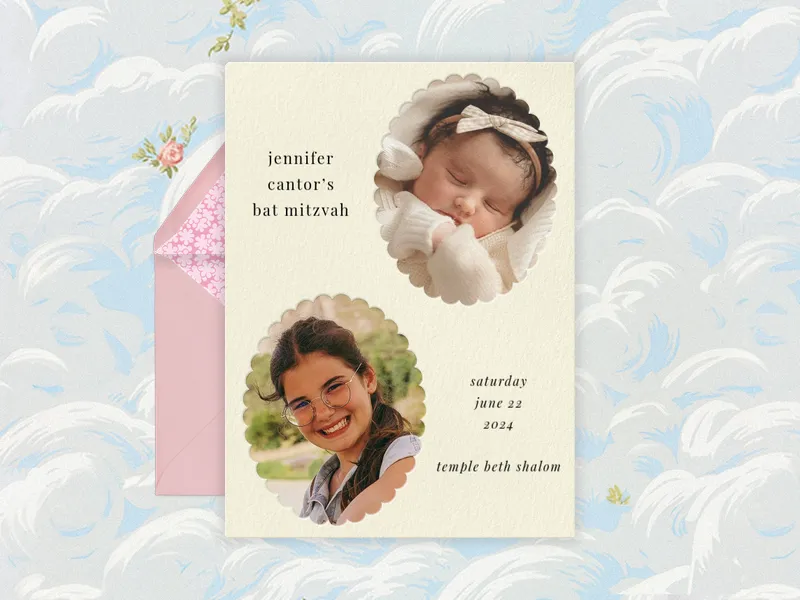 Double Scalloped Frame (Photo) Invitation premium template design