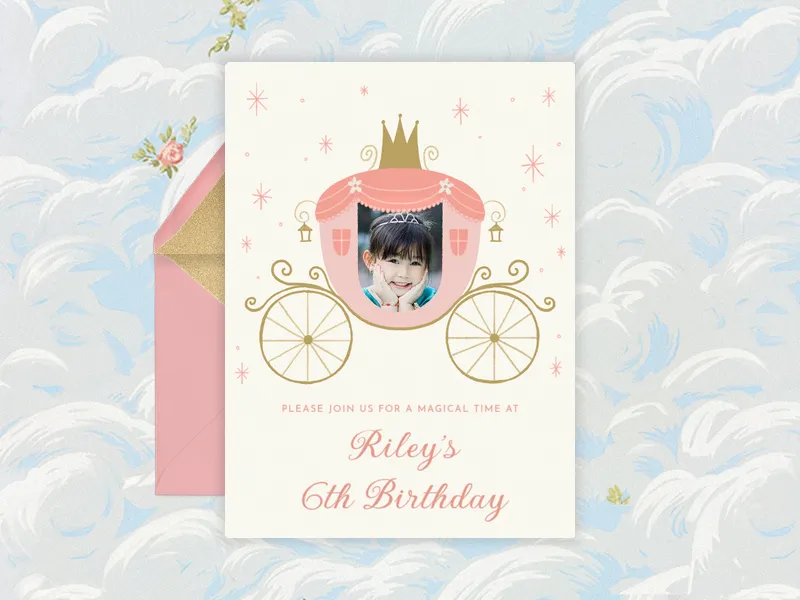 Princess Carriage (Photo) Invitation premium template design