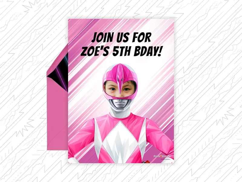 Power Rangers (Photo) Invitation premium template design