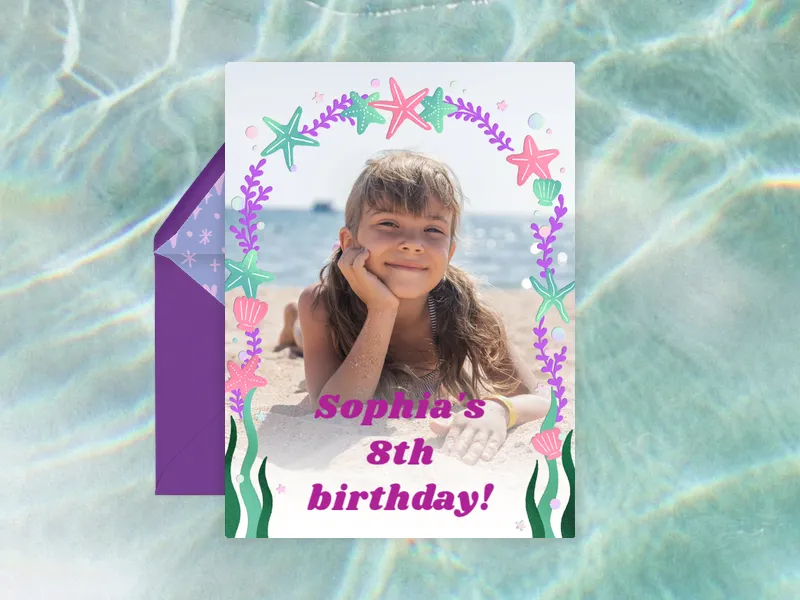 Birthday Sea Star (Photo) Invitation premium template design