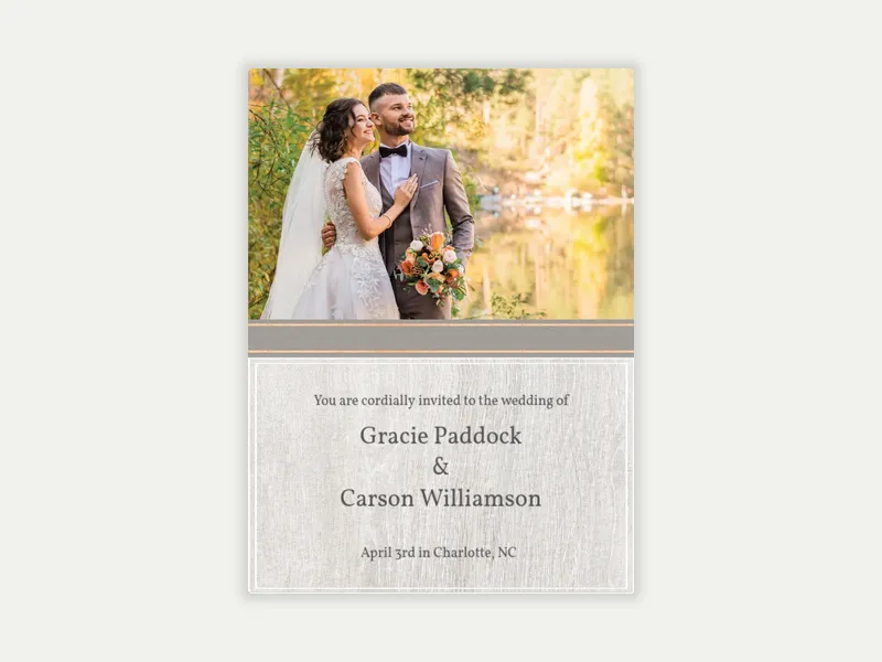 Gray Styled Woodgrain (Photo) Invitation free template design