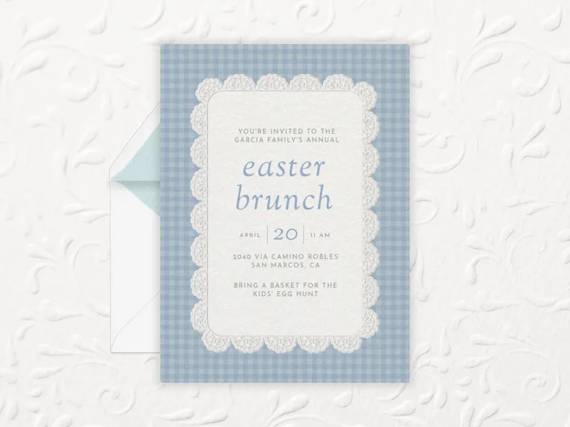 Gingham Doily Invitation premium template design