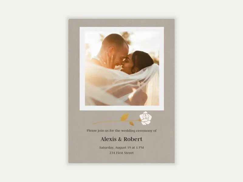 Single Rose (Photo) Invitation free template design