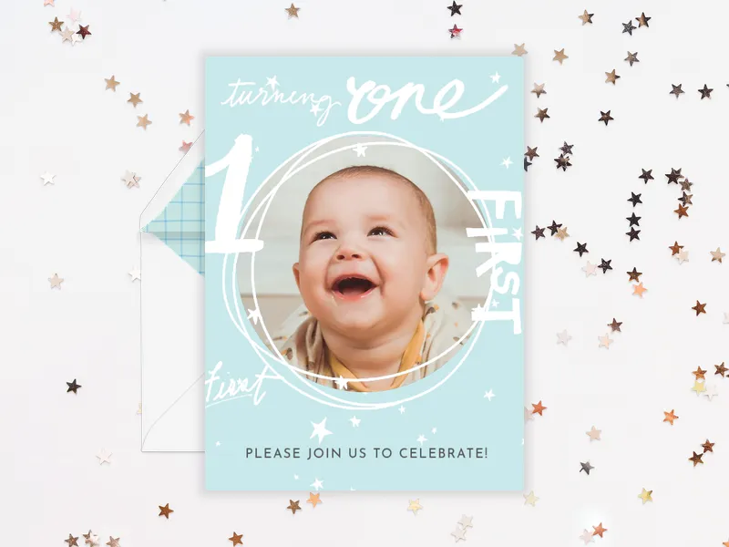 First Words (Photo) Invitation premium template design