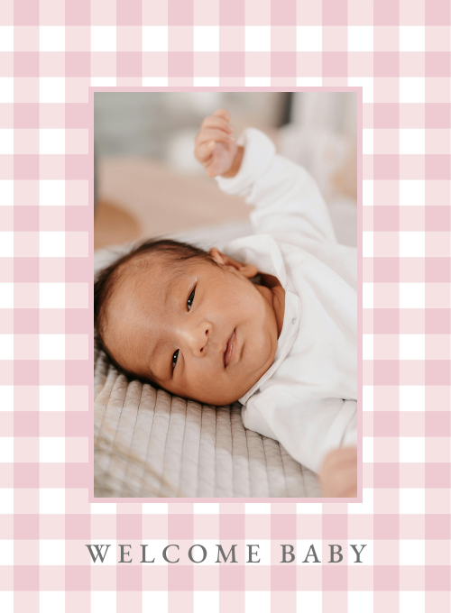 Pink Gingham Goodness (Photo) - announcement_cards - Card