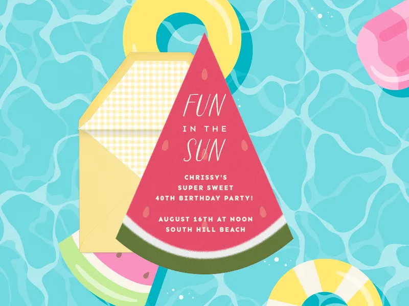 Watermelon Splash Invitation premium template design