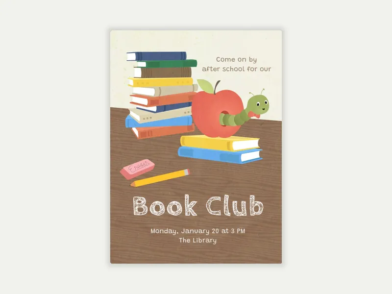 Bookworm Invitation free template design