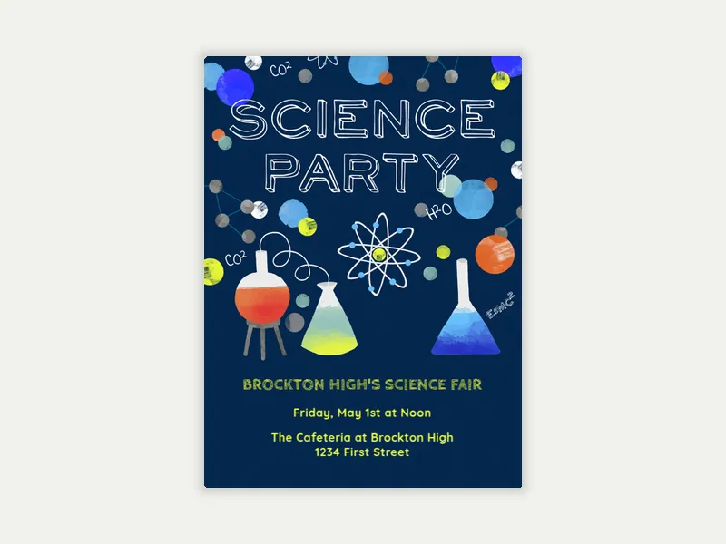 Science Party Invitation free template design