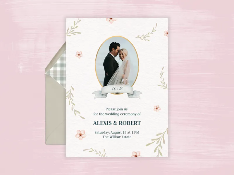Cherry Blossoms & Greenery (Photo) - elopement_party - Invitation