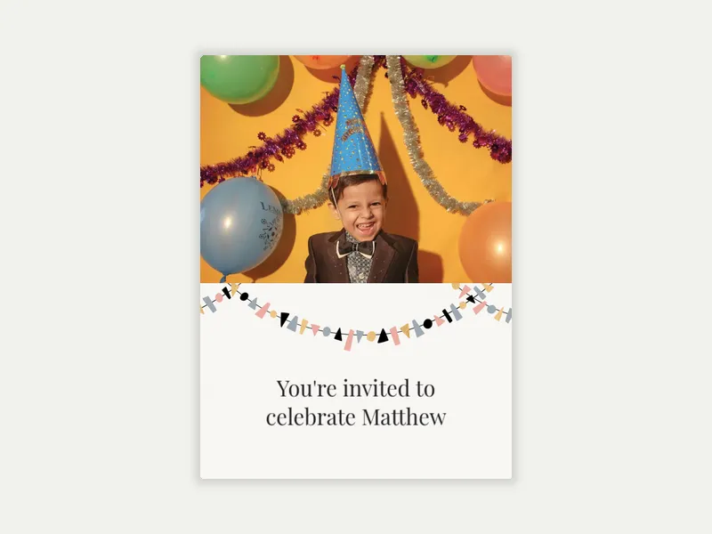 Confetti Bunting (Photo) - birthday_dyo_uyo - Invitation