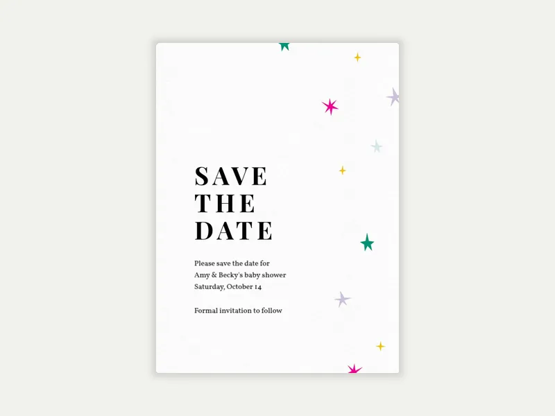Multicolor Stars - baby_save_the_date - Invitation
