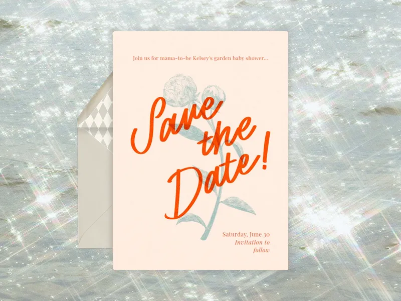 Single Peony Save the Date premium template design
