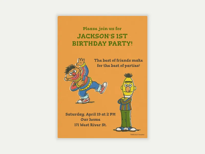 Sesame Street: Bert and Ernie - bachelorette - Invitation