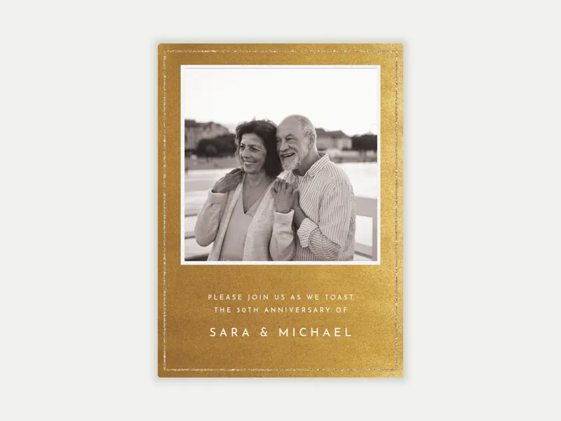 Festive Gold Metallic (Photo) - anniversary - Invitation