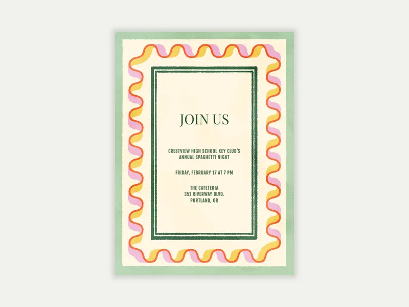 Block Print Squiggle Border - school - Invitation