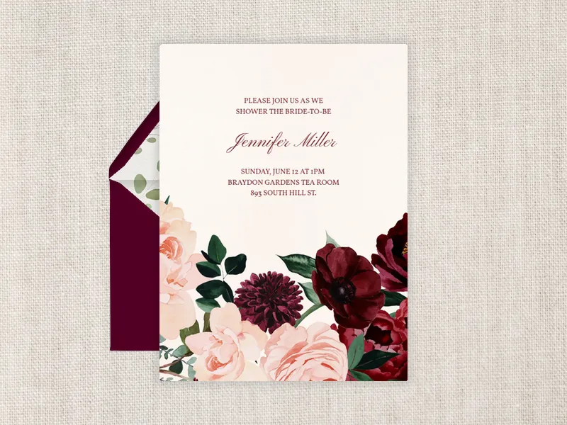 Blush & Burgundy Blooms Invitation premium template design