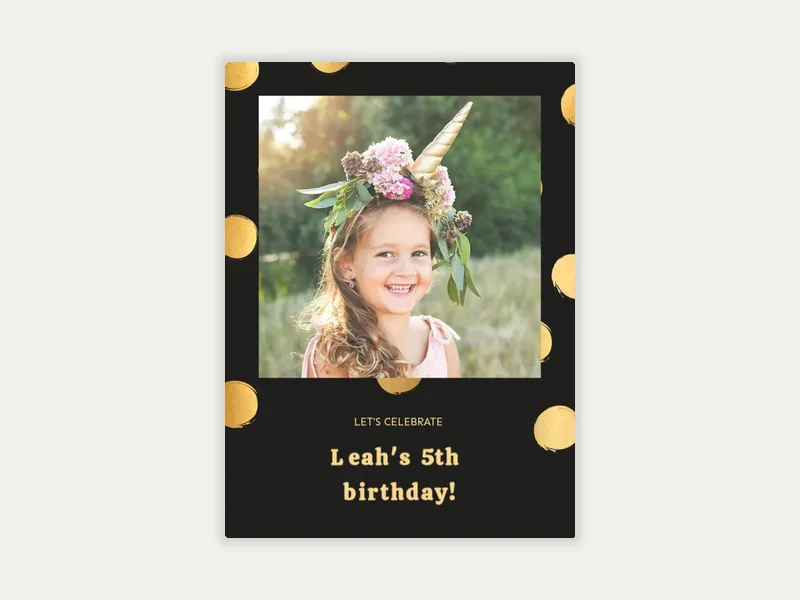Let the Confetti Fly (Photo) - 5th_birthday - Invitation