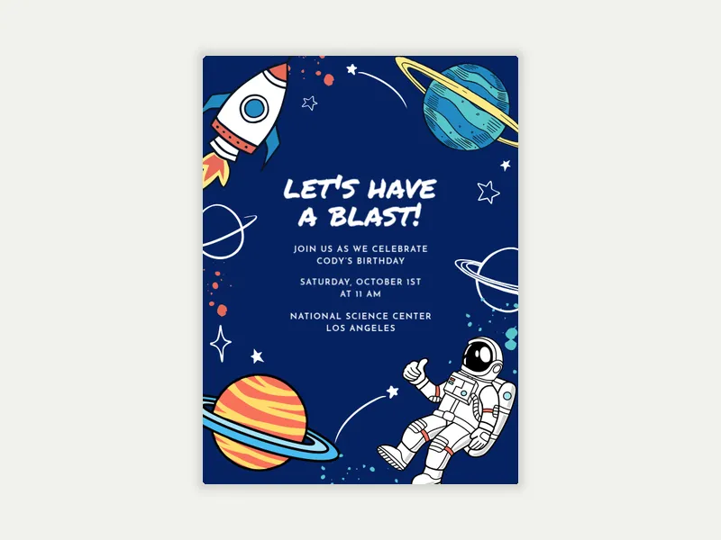 Space Walk Invitation free template design