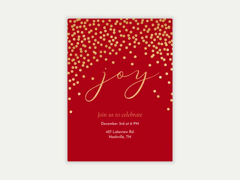 Gold Confetti Joy Invitation free template design