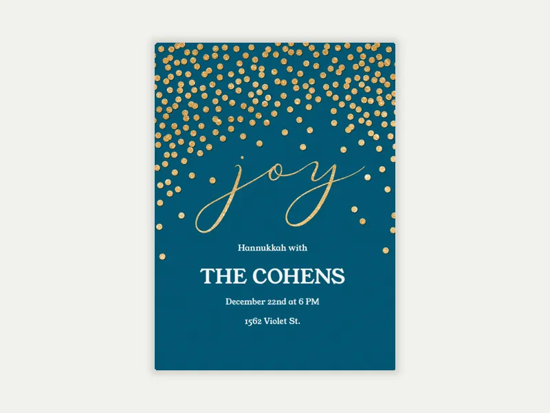 Gold Confetti Joy Invitation free template design