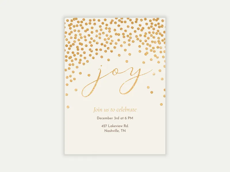 Gold Confetti Joy Invitation free template design