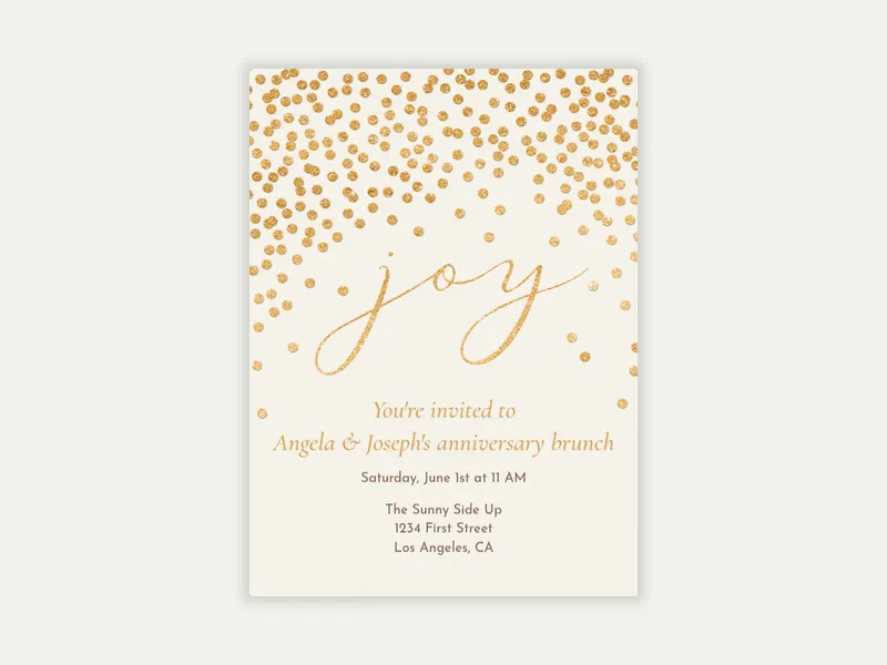 Gold Confetti Joy Invitation free template design