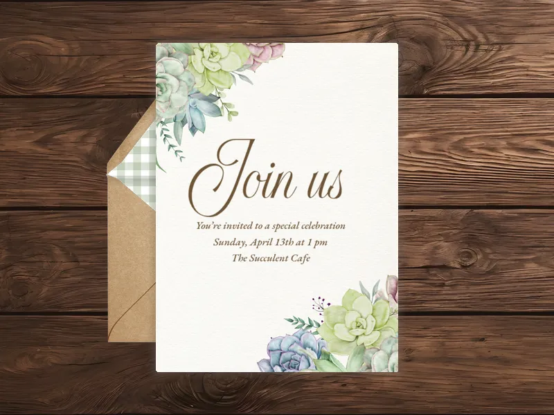 Succulent Box Invitation premium template design