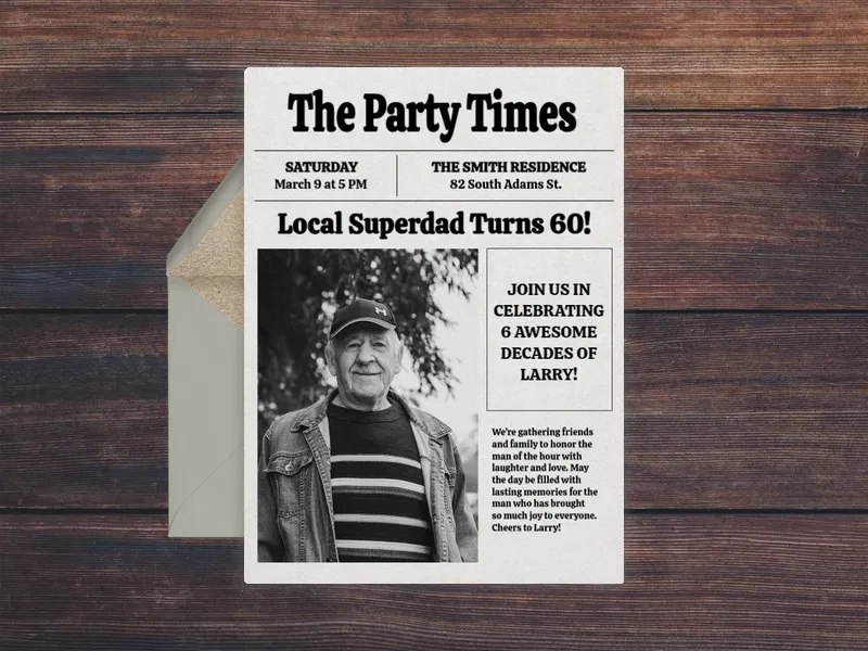 Read All About It Birthday (Photo) - 60th_birthday - Invitation