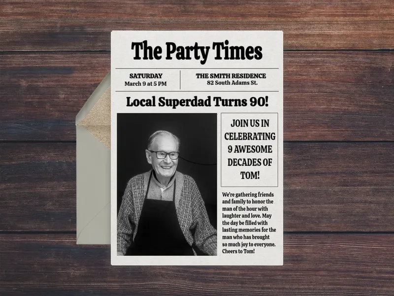 Read All About It Birthday (Photo) Invitation premium template design