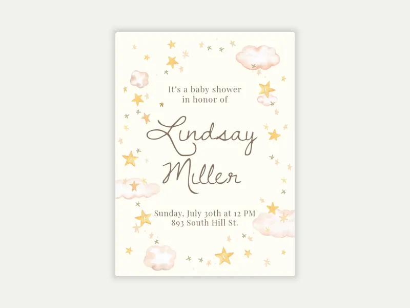 Pink Lullaby Sky Invitation free template design