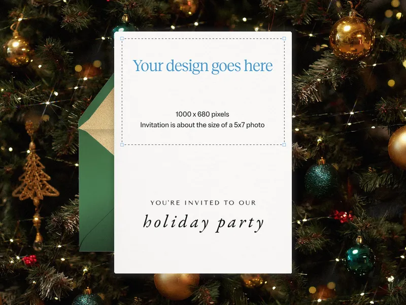 Upload Your Own Half Design (Holiday Pine) Invitation premium template design