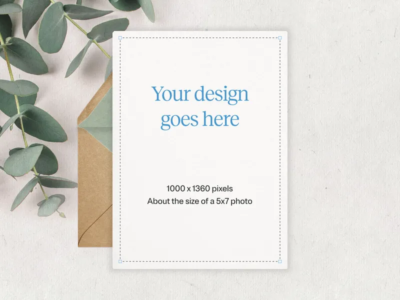 Upload Your Own Design (Eucalyptus on White) Invitation premium template design