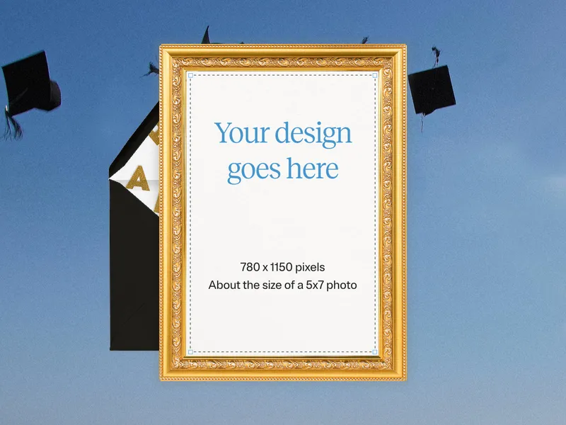 Upload Your Own Design (Grad Cap Toss) Invitation premium template design