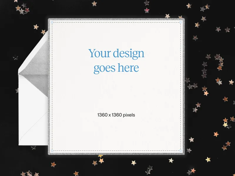 Upload Your Own Design (Glitter Stars) Invitation premium template design