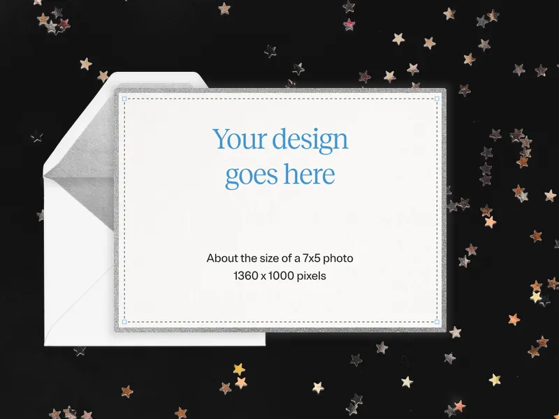 Upload Your Own Design (Glitter Stars) Invitation premium template design
