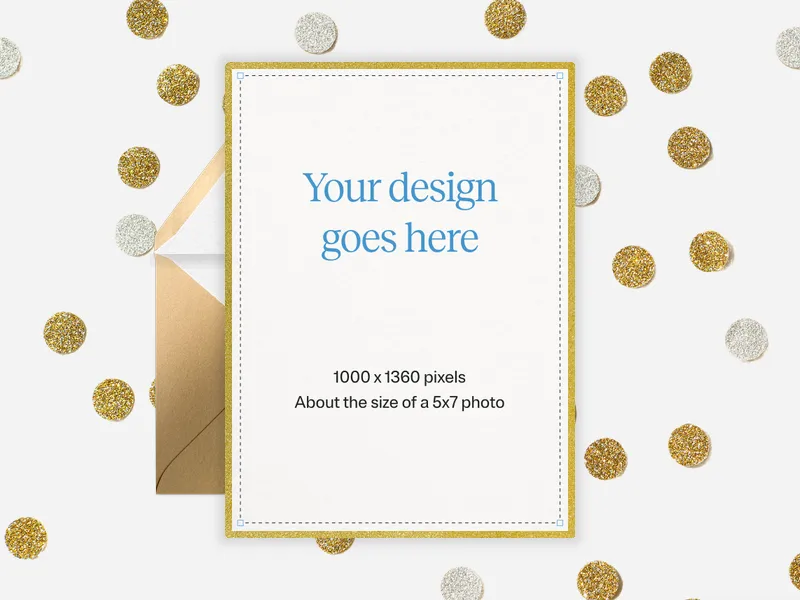 Upload Your Own Design (Gold Confetti) Invitation premium template design