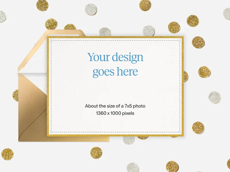 Upload Your Own Design (Gold Confetti) Invitation premium template design