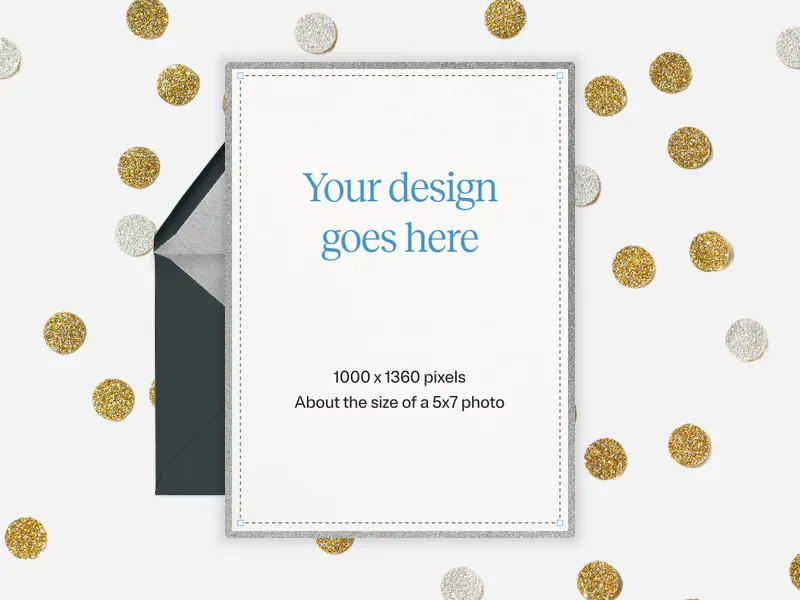 Upload Your Own Design (Gold Confetti) Invitation premium template design