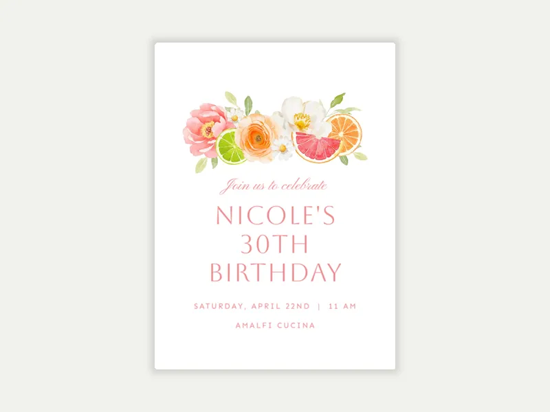 Citrus Sunshine - birthday_milestones - Invitation