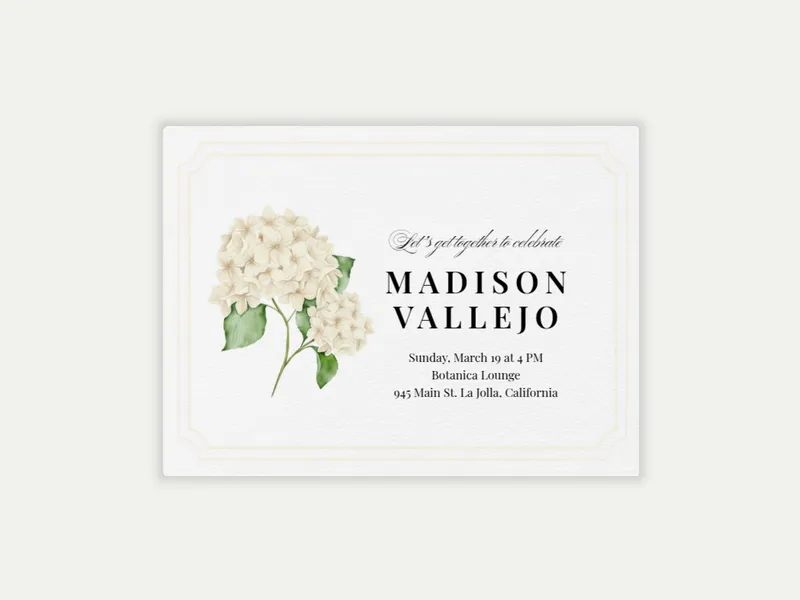 Delicate Hydrangea Sprig - floral - Invitation