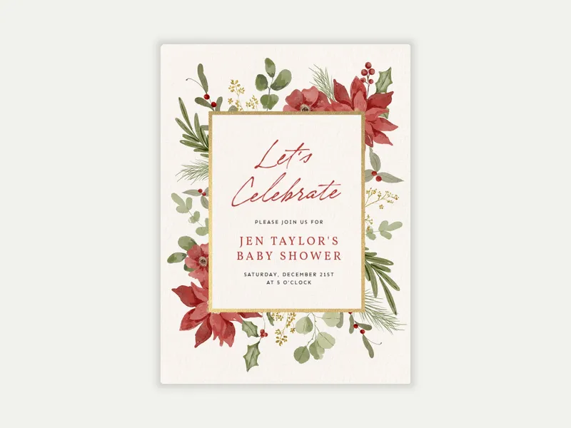 Winter Blooms Invitation free template design