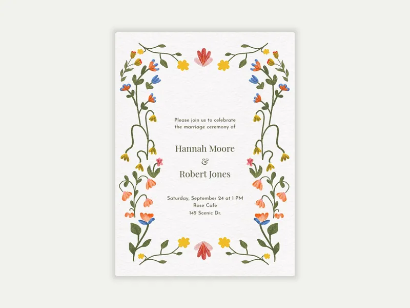 Bright Little Blooms Invitation free template design